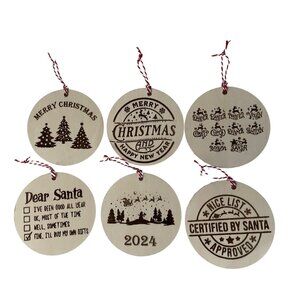 Christmas Wood Ornaments set of 6